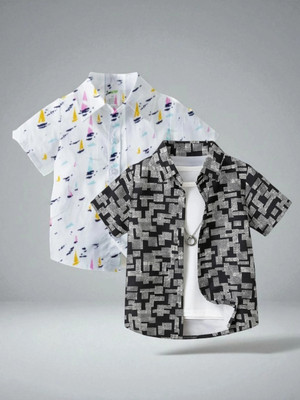 MIVEEK Boys Printed, Geometric Print Casual Multicolor Shirt(Pack of 2)