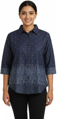 shri creations Women Printed Casual Blue Shirt