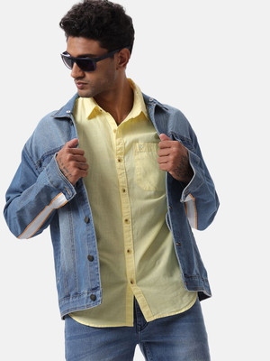 WROGN Men Solid Casual Yellow Shirt