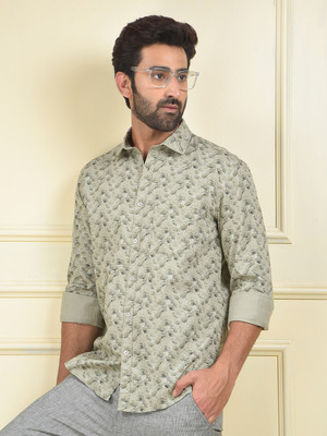 CRIMSOUNE CLUB Men Floral Print Casual Green Shirt