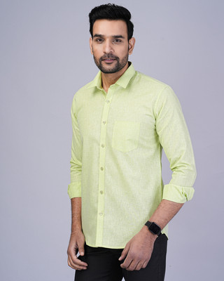 BlackLilly Men Solid Formal Light Green Shirt
