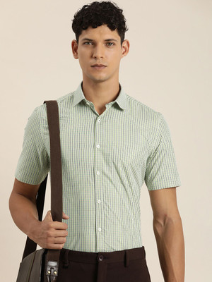 INVICTUS Men Checkered Formal Green Shirt