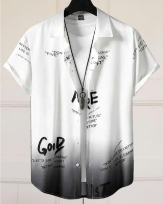 SHFASHION Men Printed Casual Black, White Shirt