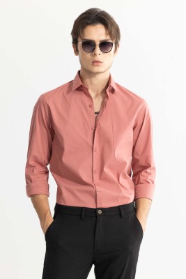 Snitch Men Solid Casual Pink Shirt