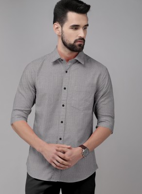 MBF66 Men Solid Casual Grey Shirt