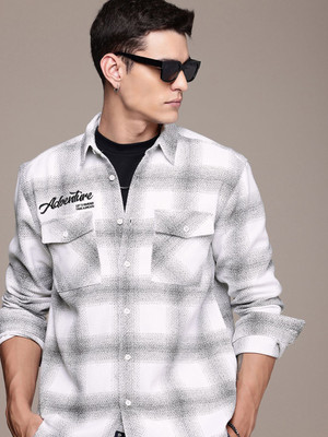 Roadster Men Checkered Casual White Shirt