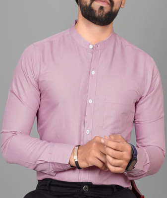Voroxy Men Solid Casual Pink Shirt