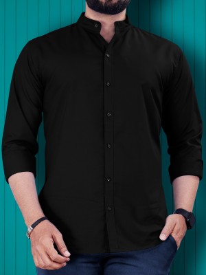 VeBNoR Men Solid Casual Black Shirt