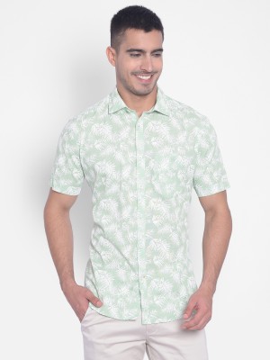 CRIMSOUNE CLUB Men Printed Casual Light Green, White Shirt