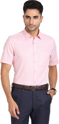 TURTLE Men Checkered Formal Pink Shirt