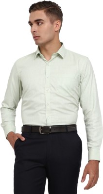 V-MART Men Checkered Formal Green Shirt