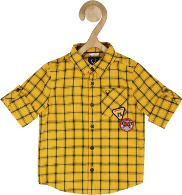 Allen Solly Boys Checkered Casual Yellow Shirt