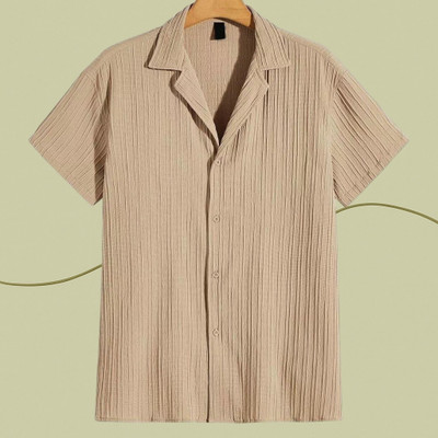 Squadfashion Men Self Design Formal Gold Shirt