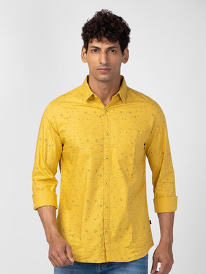 Spykar Men Printed Casual Yellow Shirt