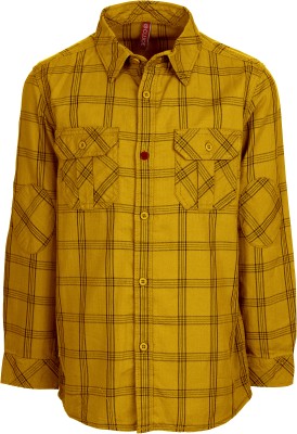 CUJOE Boys Checkered Casual Yellow Shirt