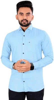 click me Men Floral Print Casual Light Blue Shirt