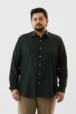 Snitch Men Solid Formal Dark Green Shirt