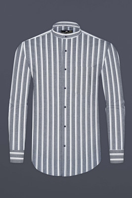 french crown Men Striped Casual Grey Shirt