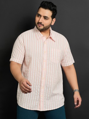 bigbanana Men Striped Casual Pink Shirt