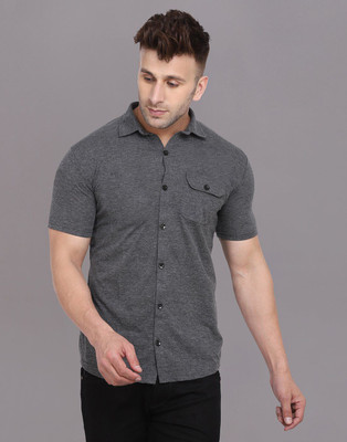 tfurnish Men Solid Casual Grey Shirt