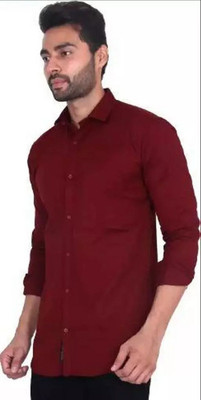CHEAPSHIRTS Men Solid Formal Maroon Shirt