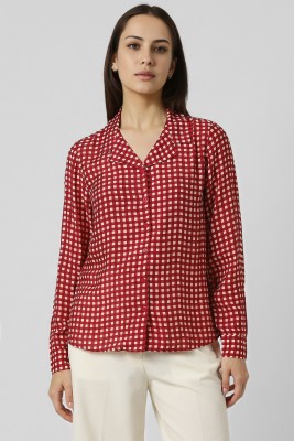 VAN HEUSEN Women Checkered Casual Red Shirt