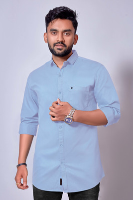 RITSHA Men Solid Formal Light Blue Shirt