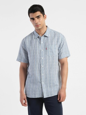 LEVI'S Men Geometric Print Casual Blue Shirt