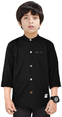 The Crane Boys Solid Casual Black Shirt
