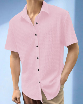 METRONAUT Men Self Design Casual Pink Shirt