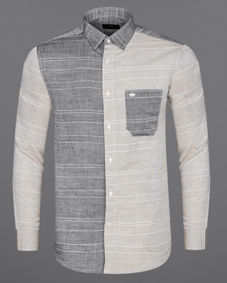 french crown Men Striped Casual Grey Shirt