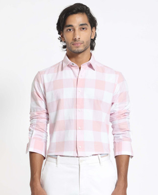 RARE RABBIT Men Checkered Casual Pink Shirt