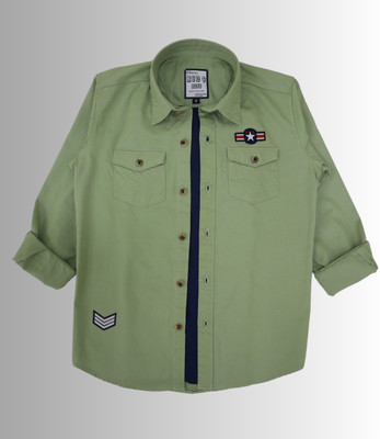 Rs fashions Boys Embroidered Casual Light Green Shirt