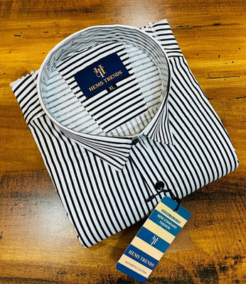 Hems trends Men Striped Casual Black Shirt