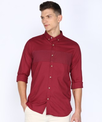 PETER ENGLAND Men Striped Casual Red Shirt