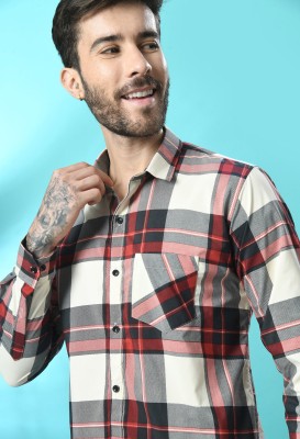 GLOBAL NOMAD Men Checkered Casual Red Shirt