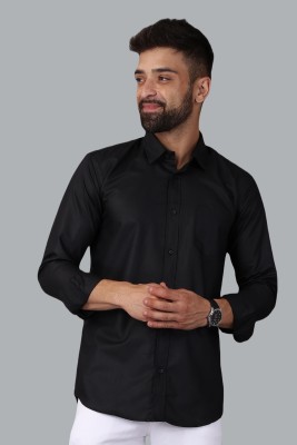 Wickster Men Solid Formal Black Shirt