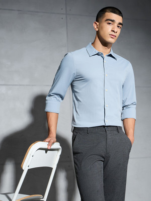 TECHNOSPORT Men Solid Casual Blue Shirt