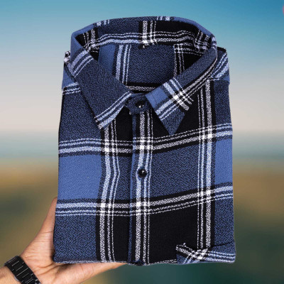 Tanupatu Men Checkered Casual Blue, Black Shirt