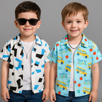 SHVFashion Boys Printed Casual Multicolor Shirt(Pack of 2)