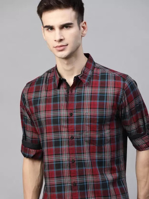 U TURN Men Printed Casual Red Shirt