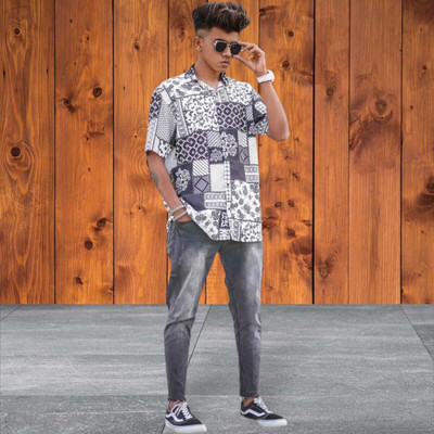 SHIVAY FASHIONS Men Printed Casual White Shirt