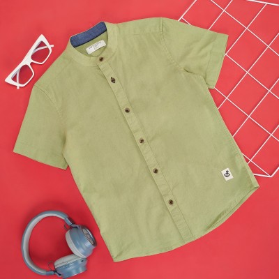 Pantaloons Junior Boys Solid Casual Green Shirt