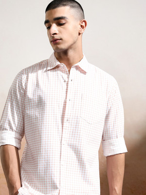 HIGHLANDER Men Checkered Casual White Shirt