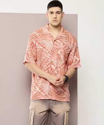 Kook N Keech Men Printed Casual Orange Shirt