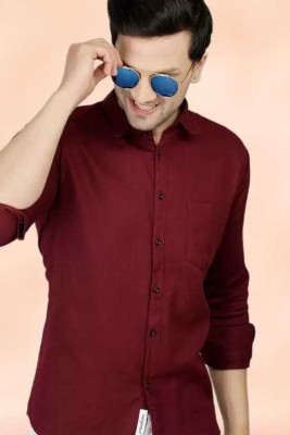 Urbatren Fashion Men Solid Casual Maroon Shirt