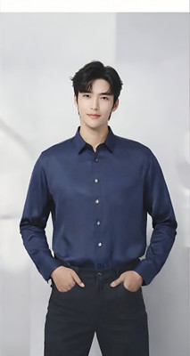 CADMON Men Solid Formal Blue Shirt