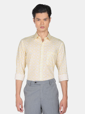 ARROW Men Printed Casual White, Yellow Shirt