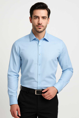 SHUBHFLAX Men Self Design Formal Blue Shirt