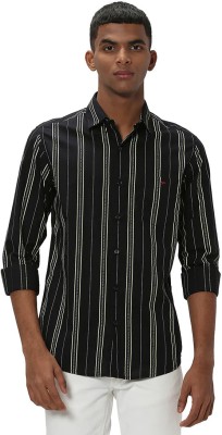 SAHS Men Striped Casual Black Shirt